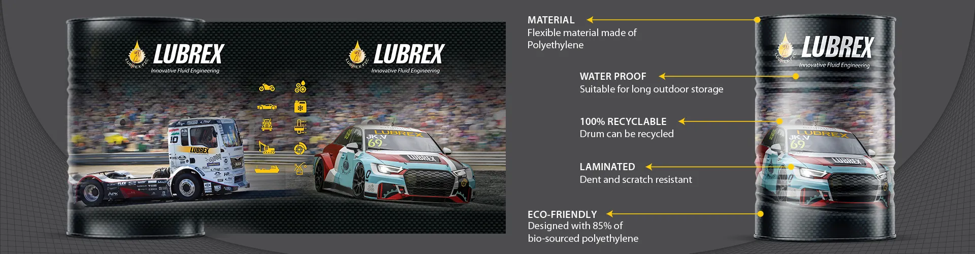 Eco-Friendly Lubricant Packaging: New Drum Sleeves by Lubrex Eco-Friendly Lubricant Packaging: New Drum Sleeves by Lubrex